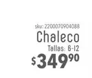 Oferta de Chaleco por $349.9 en Del Sol