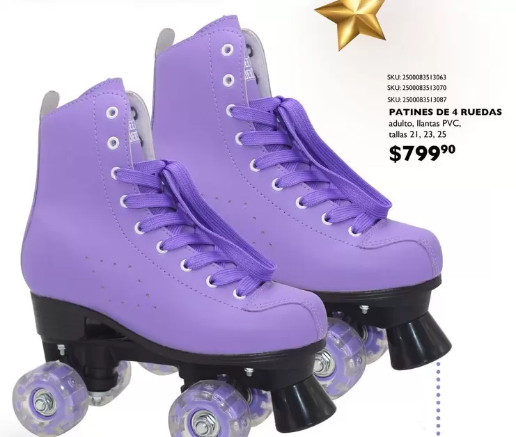 Oferta de Patines De 4 Ruedas por $799.9 en Del Sol