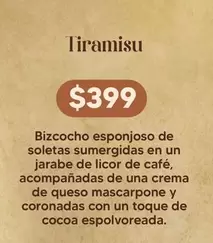 Oferta de Una - Tiramisu - por $399 en Soriana Híper