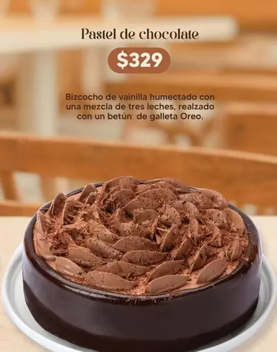 Oferta de Oreo - Bizcocho De Vainilla Humectado Con Una Mezcla De Tres Leches, Realizado Con Un Betun De Galleta por $329 en Soriana Híper