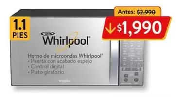 Oferta de Whirlpool - Horno De Microondas por $1990 en Walmart