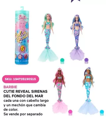 Oferta de Barbie - Cutie Reveal Sirenas Del Fondo Del Mar en Del Sol