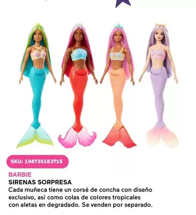 Oferta de Barbie - Sirenas Sorpresa en Del Sol