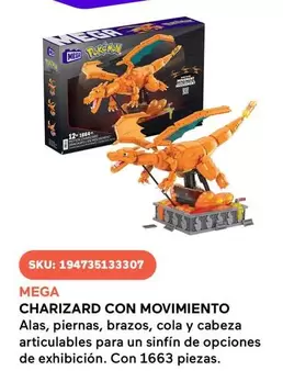 Oferta de Mega Charizard Con Movimiento en Del Sol