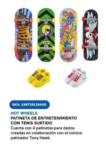 Oferta de Hot Wheels - Patinetea De Entretenimiento Con Tenis Surtido en Del Sol