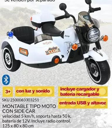 Oferta de Luz - Montable Tipo Moto Con Side Car en Del Sol