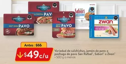 Oferta de Zwan - Variedad De Salchichas, Jamón De Pavo O Pechuga De Pavo por $49 en Walmart