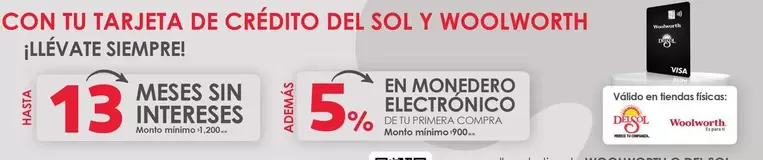 Oferta de Del Sol - En Monedero Electronico en Woolworth