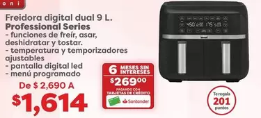 Oferta de Led - Freidora Digital Dual 9 L Professional Series por $1614 en Soriana Híper