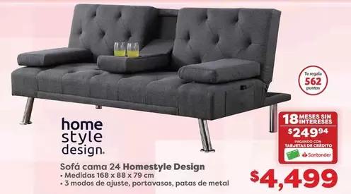 Oferta de Style -  Desion Sofa Cama 24 Homestyle Design por $4499 en Soriana Híper