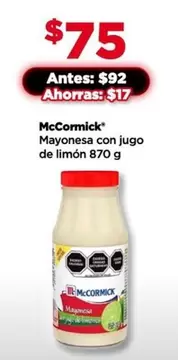 Oferta de McCormick - Mayonesa Con Jugo De Limón por $17 en Bodega Aurrera