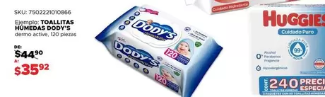 Oferta de Dody's - Toallitas Humeda por $44.9 en Del Sol