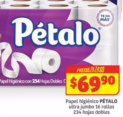 Oferta de Pétalo - Papel Higiénico por $69.9 en Soriana Híper