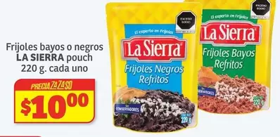 Oferta de La Sierra - Frijoles Bayos O Negros Pouch por $10 en Soriana Híper