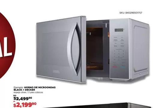 Oferta de Horno De Microondas Black por $2199.99 en Woolworth