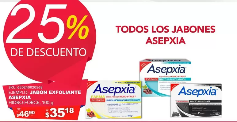 Oferta de Asepxia - Todos Los Jabones por $35.18 en Del Sol