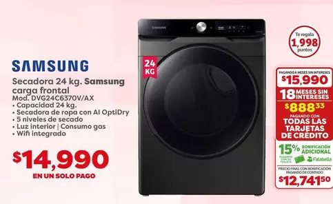 Oferta de Samsung - Secador 24 Kg. por $14990 en Soriana Súper