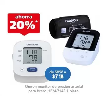 Oferta de Omron - Monitor De Presión Arterial Para Brazo HEM 7142 por $718 en Farmacia San Pablo