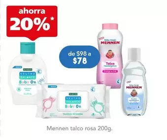 Oferta de Mennen - Talco Rosa 200g por $78 en Farmacia San Pablo