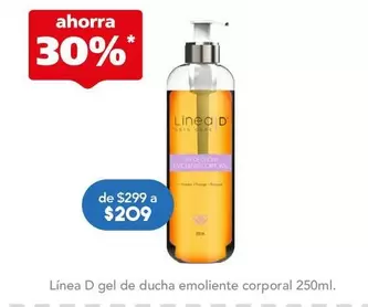 Oferta de Linea D - Gel De Ducha Emoliente Corporal por $209 en Farmacia San Pablo