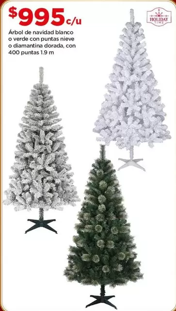 Oferta de Holiday Time - Arbol De Navidad Blanco O Verde Computas Nivea por $995 en Bodega Aurrera