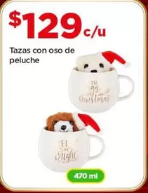 Oferta de Tazas Con Oso De Peluche por $129 en Bodega Aurrera