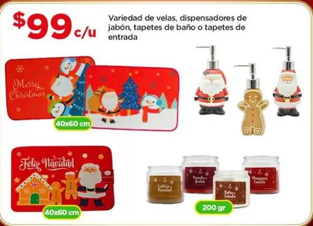 Oferta de Variedad De Velas, Dispensadores De Jabón, Tapetes De Baño O Tapetes De Entrada por $99 en Bodega Aurrera