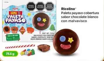 Oferta de Ricolino - Paleta Payaso Cobertura Sabor Chocolate Blanco Con Malvavisco en Bodega Aurrera