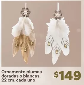 Oferta de Ornamento Plumas Doradas O Blancas por $149 en Soriana Híper