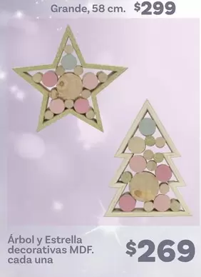 Oferta de Una - Árbol y Estrella decorativas MDF por $269 en Soriana Híper