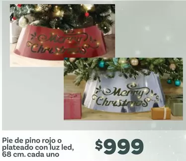 Oferta de Luz - Pie De Pino Rojo O Plateado Con  Led por $999 en Soriana Híper