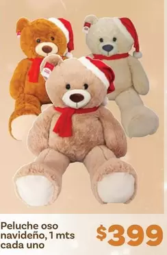 Oferta de Peluche Oso Navideño por $399 en Soriana Híper