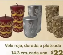 Oferta de Una - Vela Roja, Dorada O Plateada por $22 en Soriana Híper