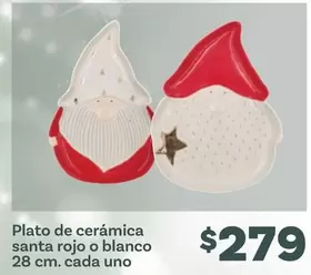 Oferta de Plato De Cerámica Santa Rojo O Blanco por $279 en Soriana Híper