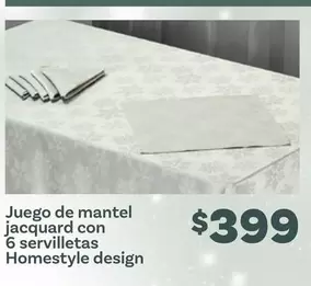 Oferta de Home Style - Juego De Mantel Jacquard Con 6 Servilletas por $399 en Soriana Híper