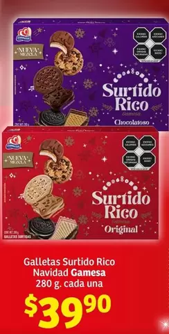 Oferta de Gamesa - Galletas Surtido Rico Navidad Danesa por $39.9 en Soriana Híper