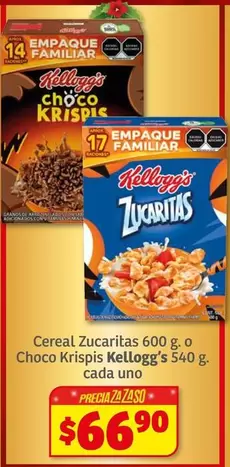 Oferta de Kellogg's - Cereal Zucaritas O Choco Krispis por $66.9 en Soriana Híper