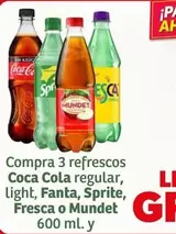 Oferta de Mundet - Compra 3 Refrescos Regular, Light, Fanta, Sprite, Fresca O Mundet en Soriana Híper