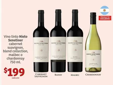 Oferta de Vino Tinto Nieto Senetiner por $199 en Soriana Híper