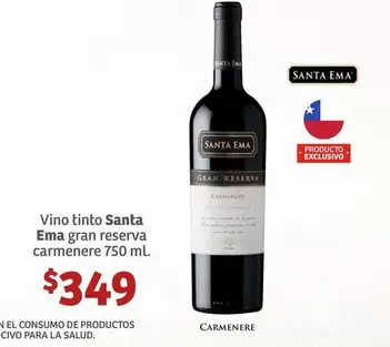 Oferta de Vino Tinto Santa por $349 en Soriana Híper