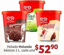 Oferta de Holanda - Helado Básicos por $52.9 en Soriana Híper