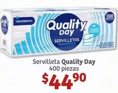 Oferta de Suave - Servilleta Quality Day 400 Piezas por $44.9 en Soriana Híper