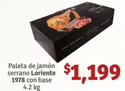 Oferta de Serrano - Paleta De Jamon  Base por $1199 en Soriana Híper