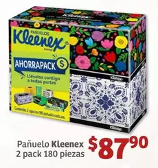 Oferta de Kleenex - Pañuelo  2 Pack 180 Piezas por $87.9 en Soriana Híper