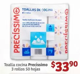 Oferta de Toalla Cocina 3 Rollos 50 Hojas por $33.9 en Soriana Híper