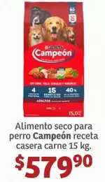 Oferta de Campeón - Alimento Seco Para Perro Receta Casera Carne por $579.9 en Soriana Híper