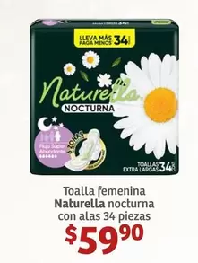 Oferta de Naturella - Toalla Femenina Nocturna Con Alas por $59.9 en Soriana Híper