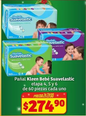 Oferta de KleenBebé - Pañal Bebé Suavelastic por $274.9 en Soriana Híper