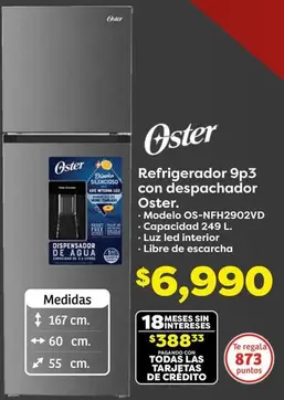 Oferta de Oster - Refrigerador Con Despachador por $6990 en Soriana Híper