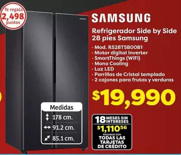 Oferta de Samsung - Refrigerador Side By Side 28 Pies por $19990 en Soriana Híper